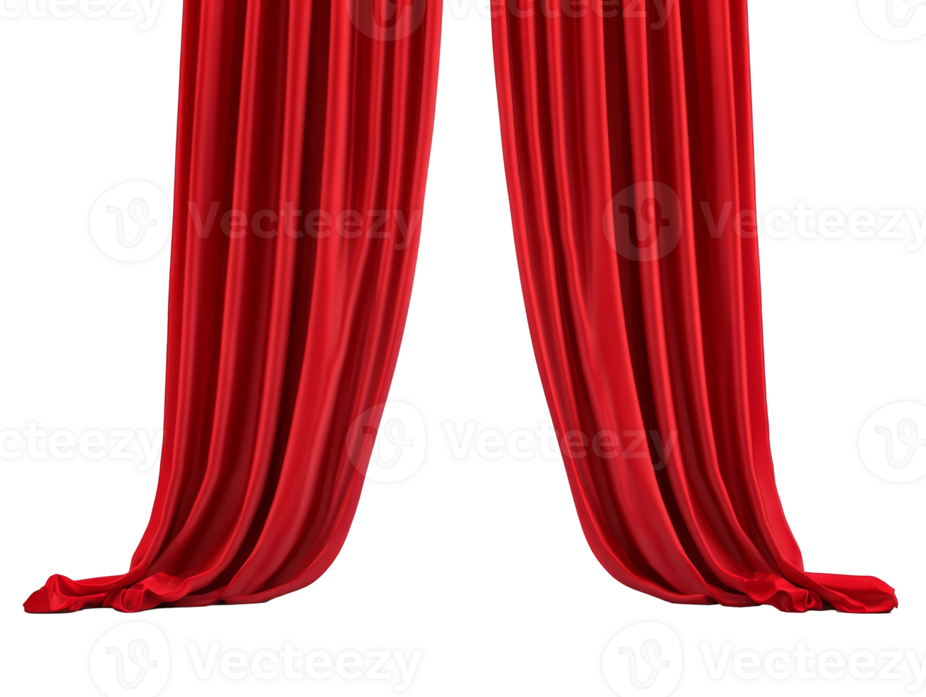 Red velvet curtains draping elegantly indoors png