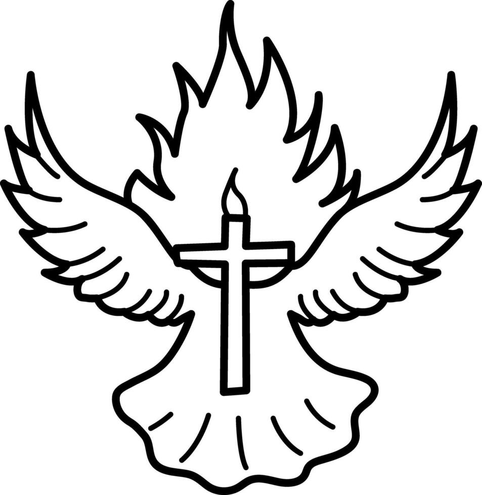 A hand drawn icon of an angel cross symbol vector