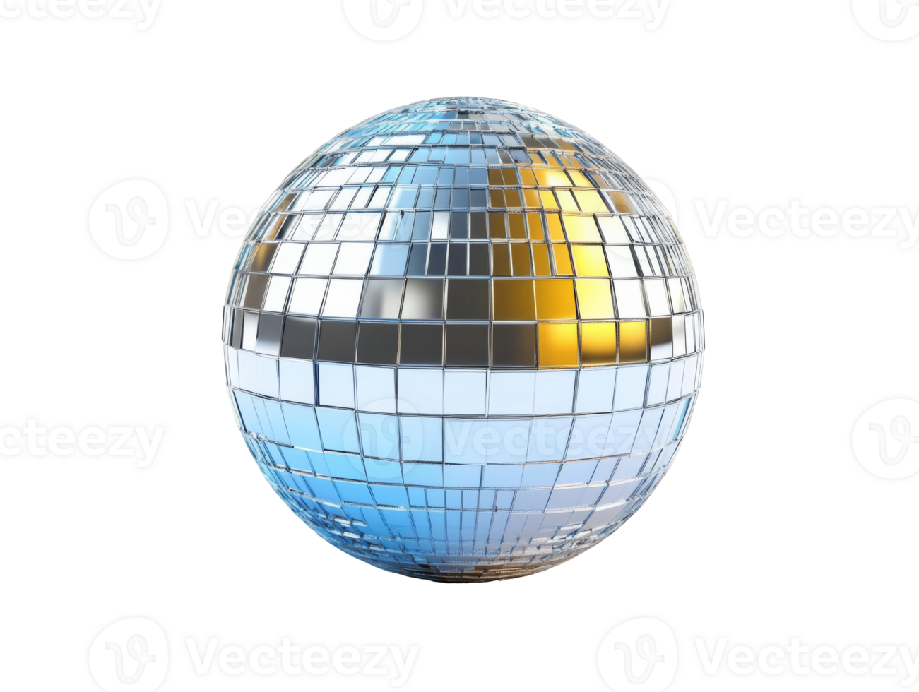 Colorful disco ball reflects light in celebration png