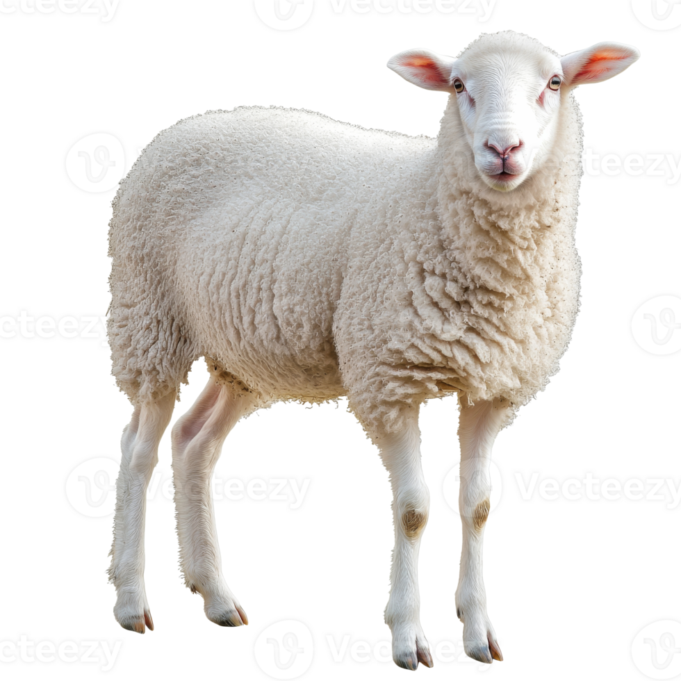 Sheep standing on a white background in daylight png