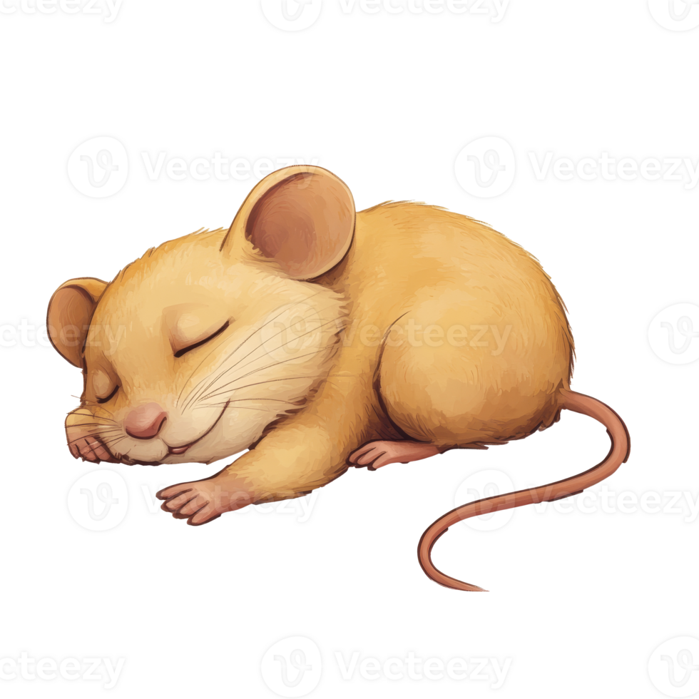 Cute sleeping mouse curled up peacefully png