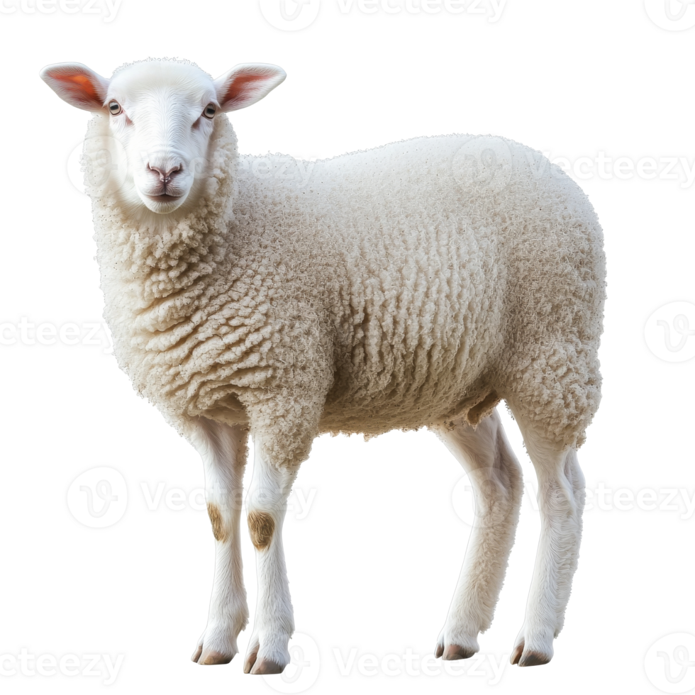 Sheep standing on white background in daylight png