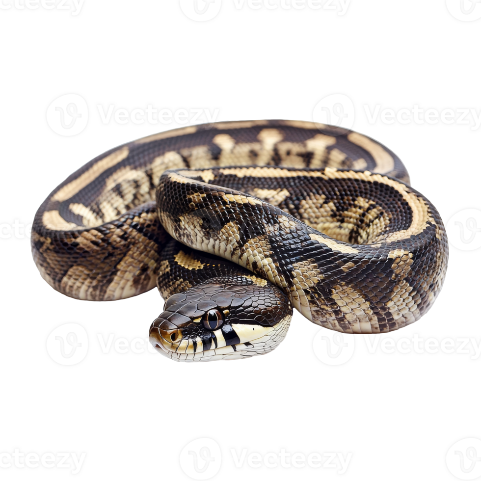 Python in a natural pose on white png