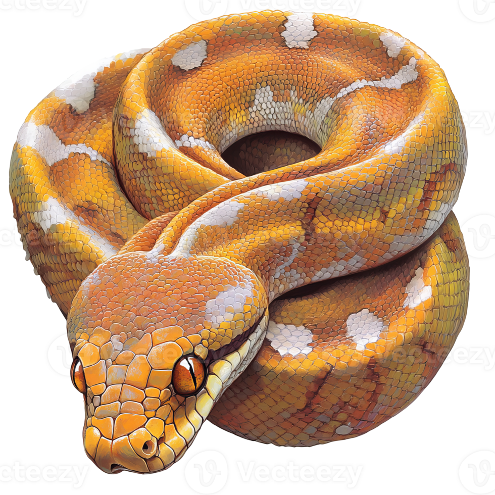 Colorful python coiled on a smooth surface png