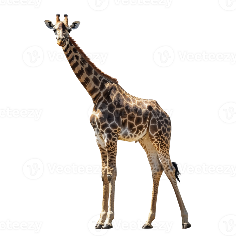 Giraffe standing gracefully in a plain background png