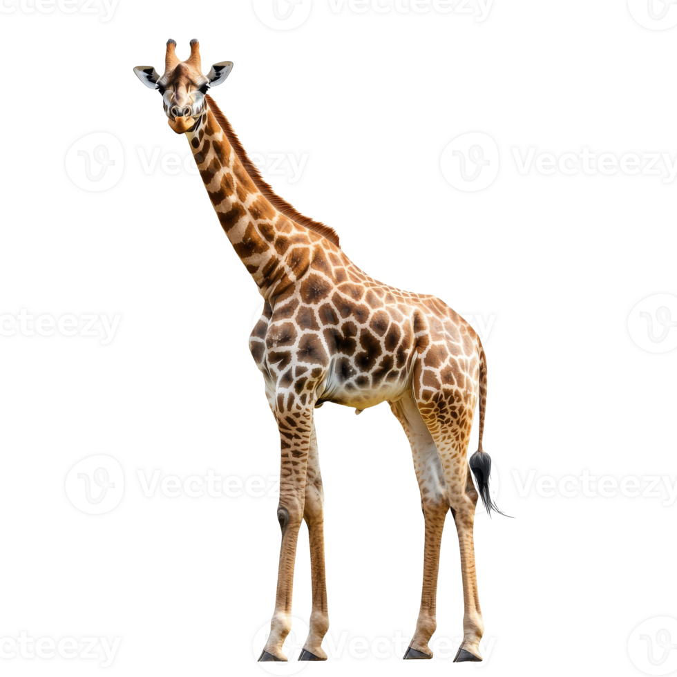 giraffa sta con grazia contro un' bianca fondale png
