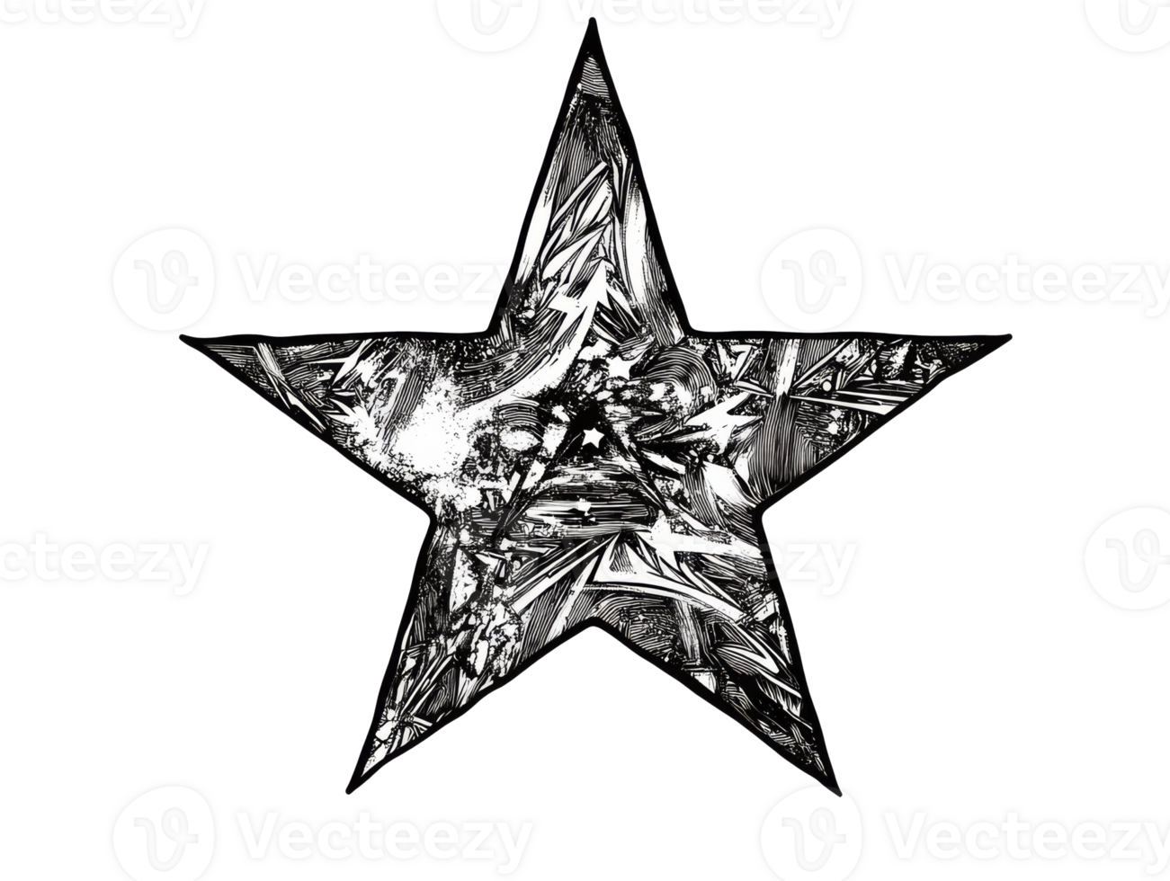 Unique artistic star design with intricate details png