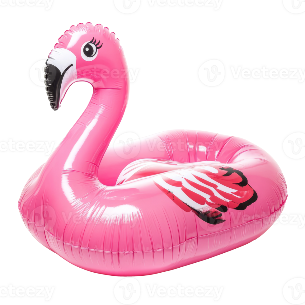Bright pink flamingo pool float for summer fun png