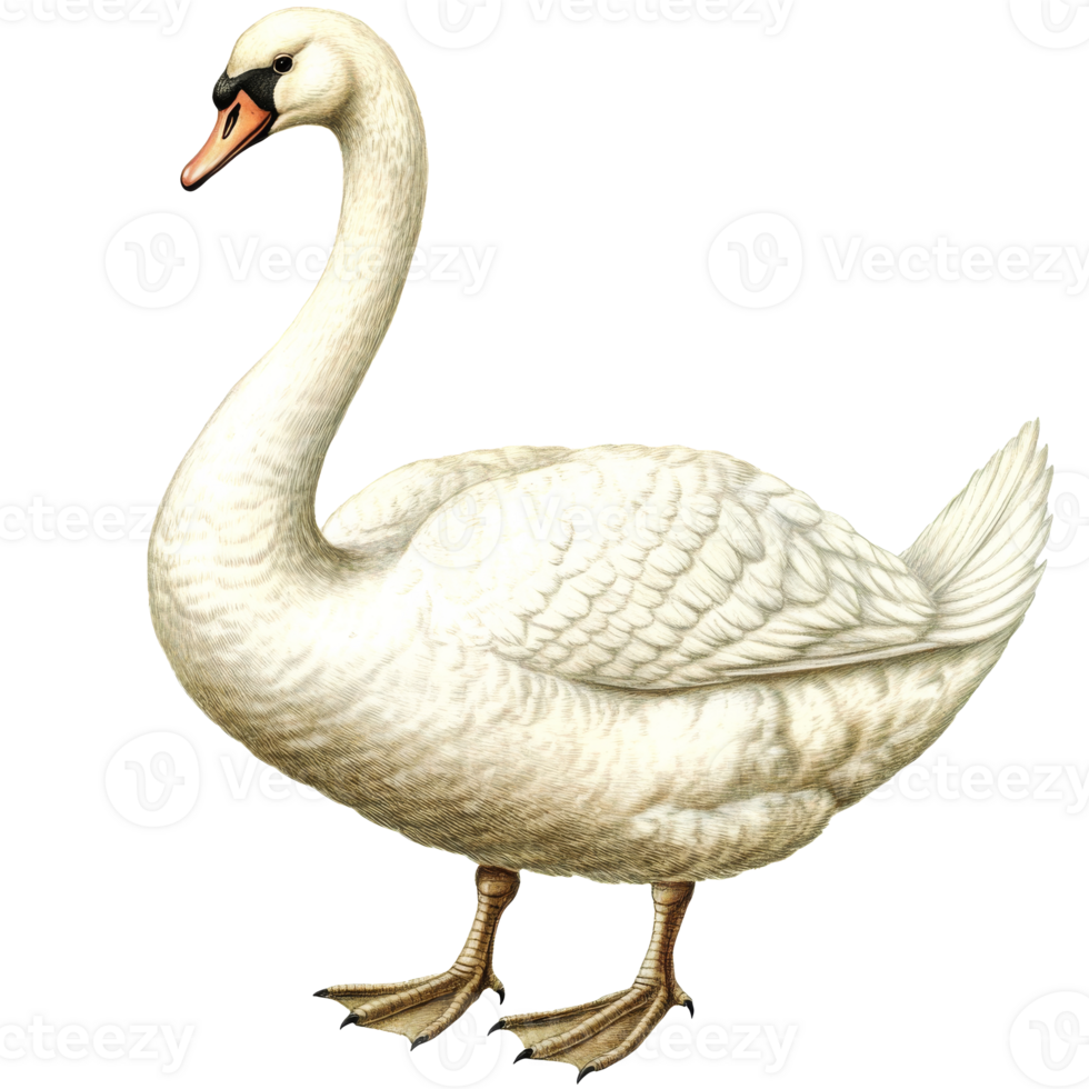 Beautiful swan standing gracefully in serene water png
