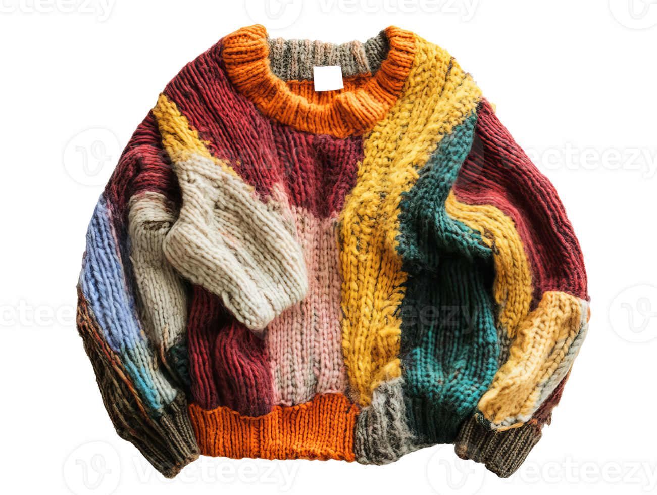 Cozy multicolored knit sweater perfect for winter png