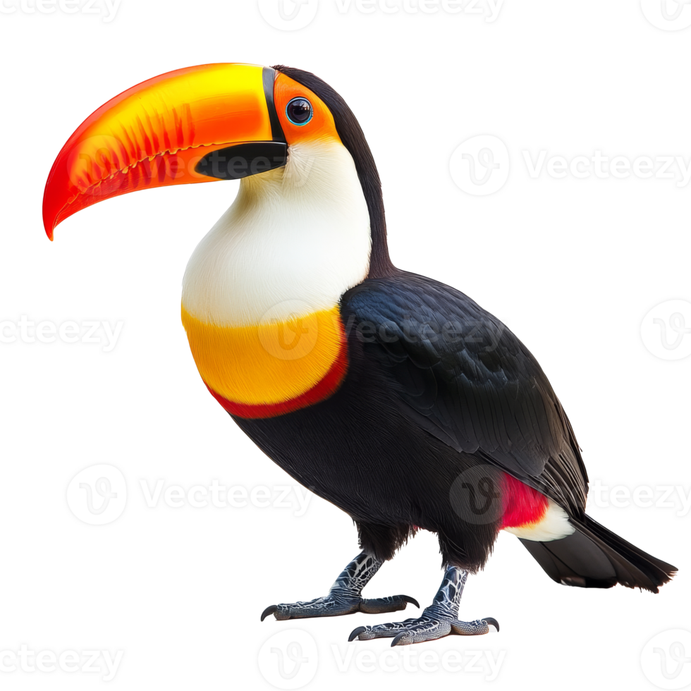 Brightly colored toucan perched in natural habitat png