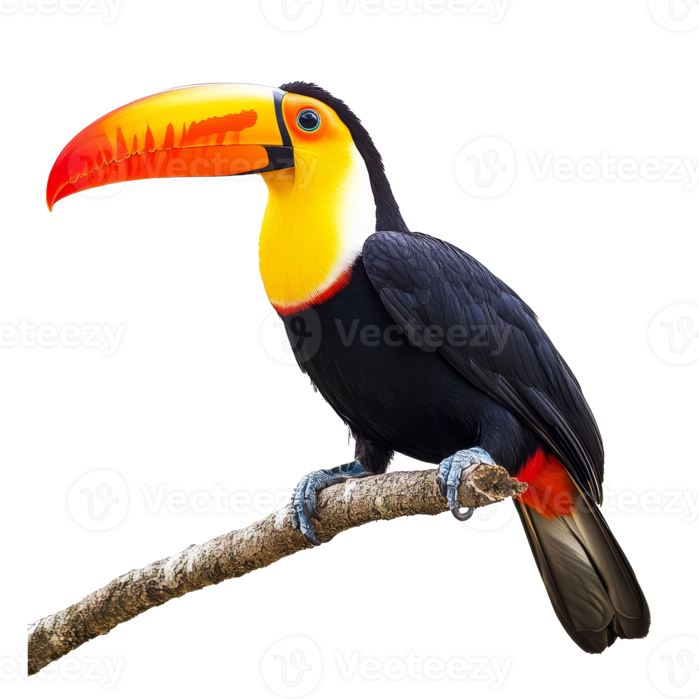 Colorful toucan perched on a branch in nature png