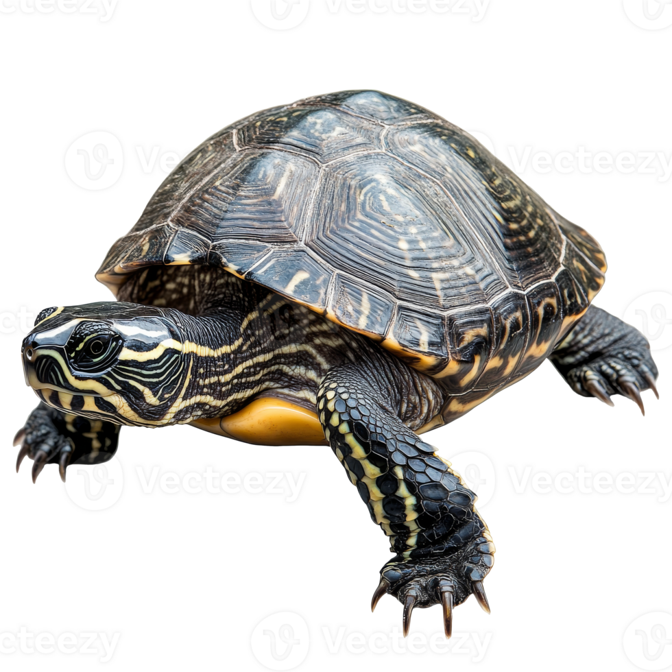 Turtle crawling on land in natural habitat png