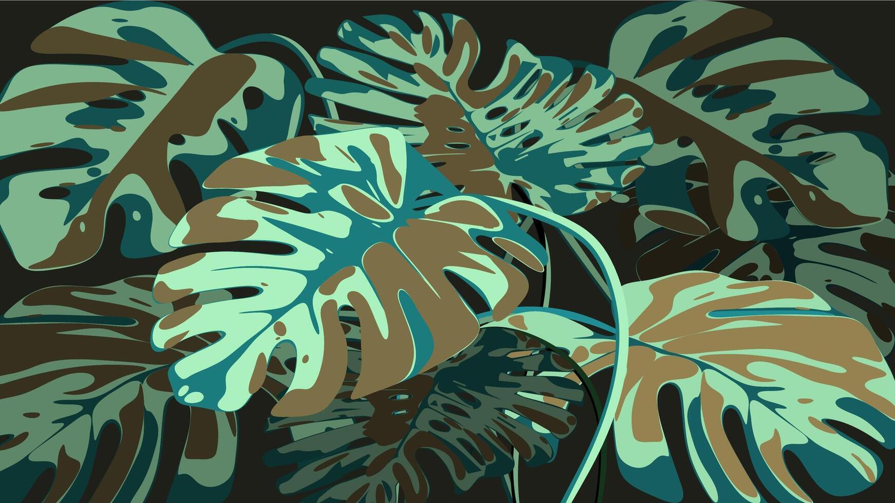 monstera botanical art exotic jungle green vector