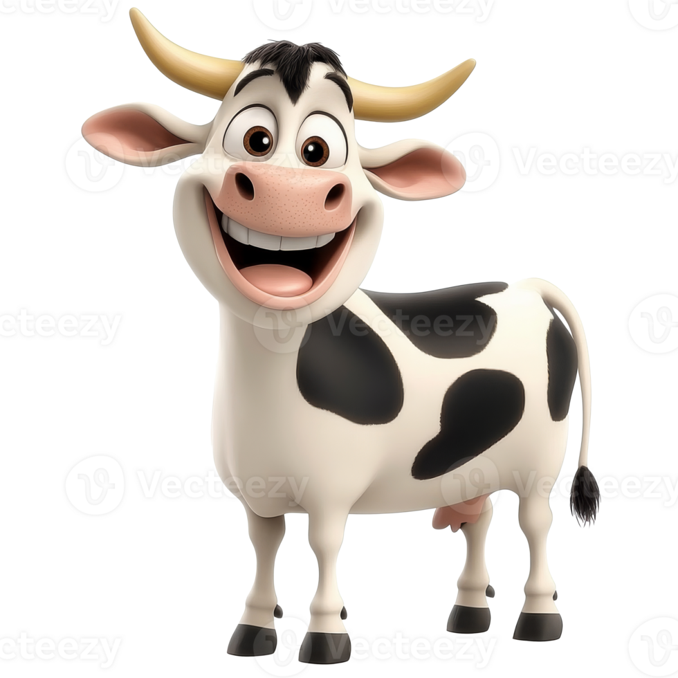 Happy cartoon cow smiles for the audience png