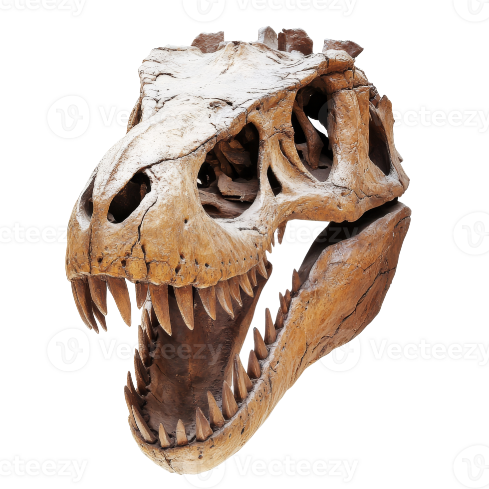 Majestic dinosaur skull displayed in museum png