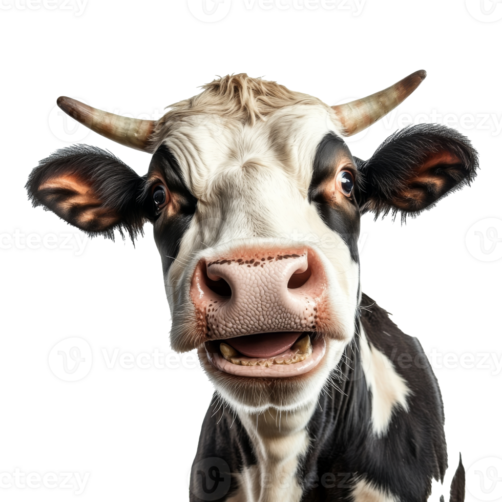 Cow with a curious expression in bright light png