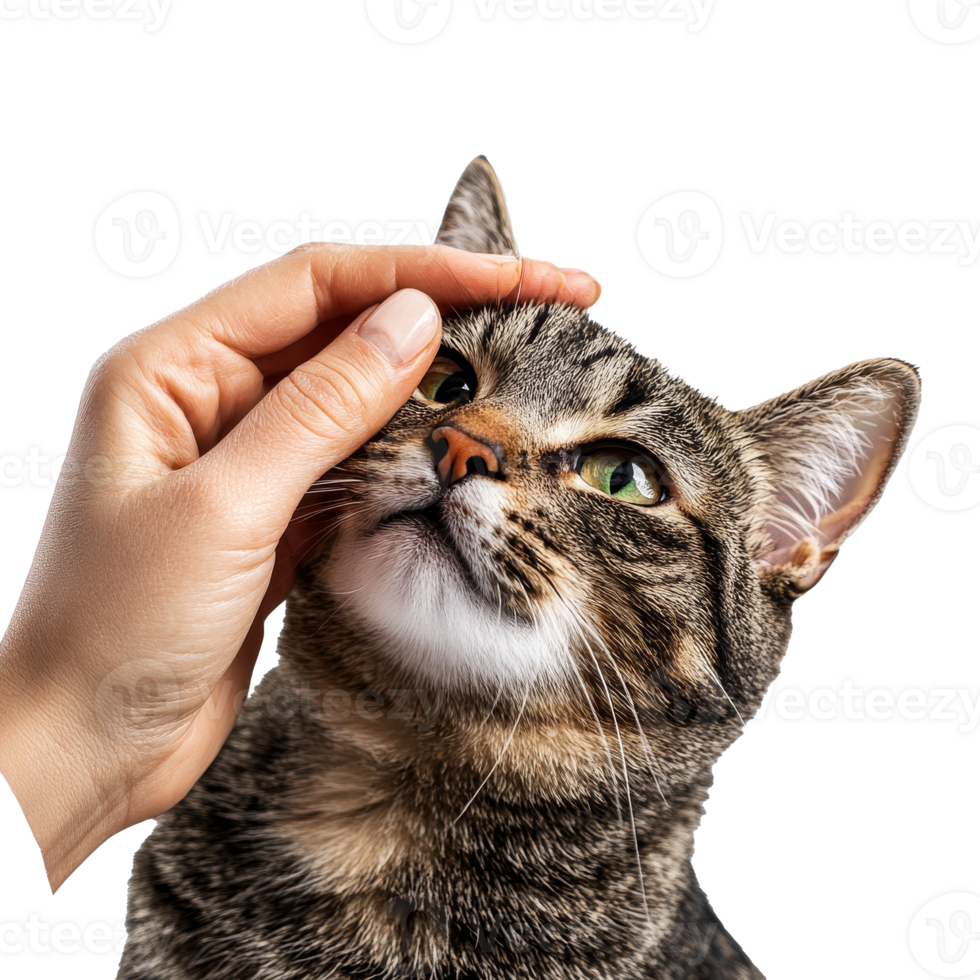 Cat receives gentle affection from a hand png