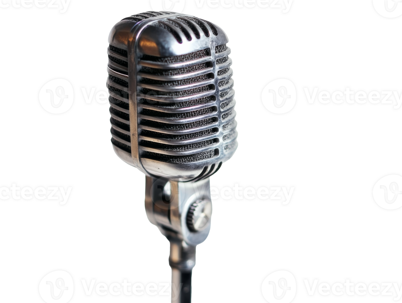Vintage microphone stands ready for performance png