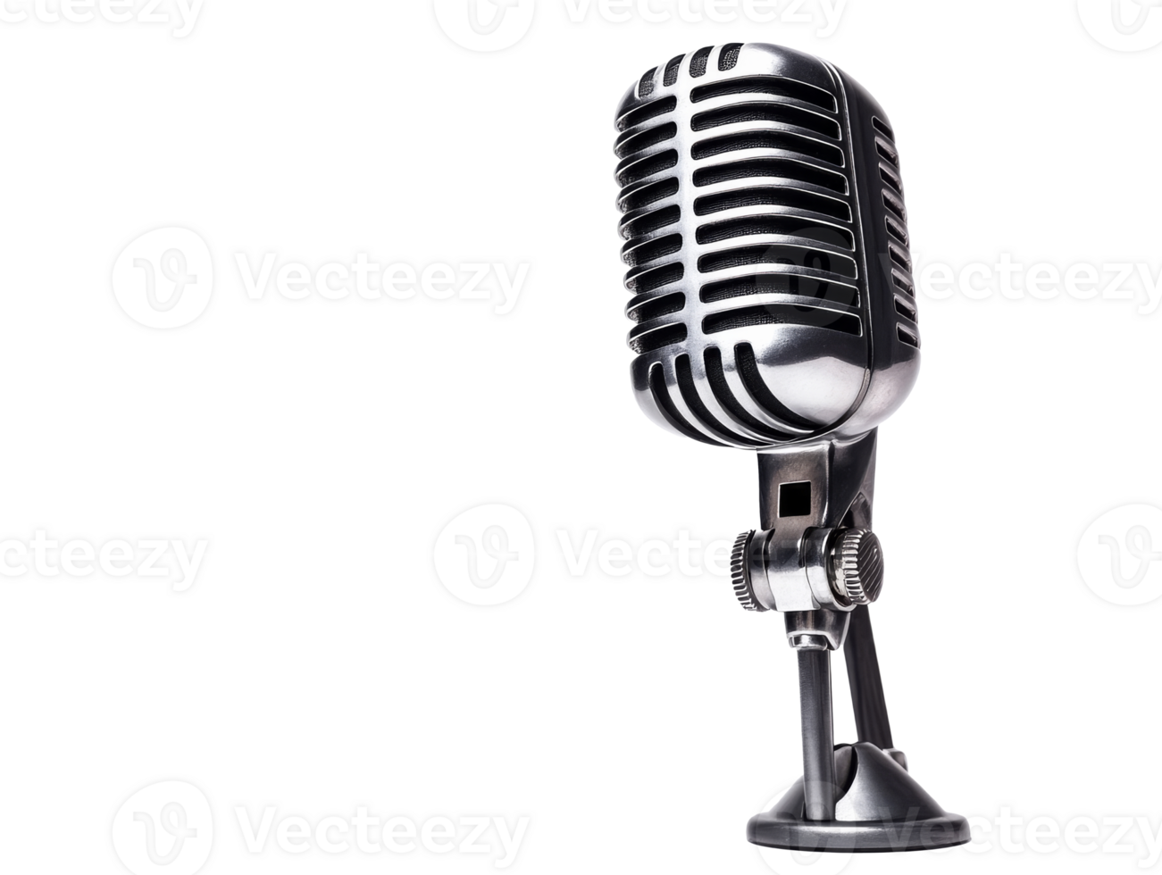Vintage microphone on a stand in bright light png