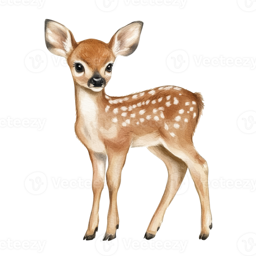 Cute baby deer standing in a forest environment png