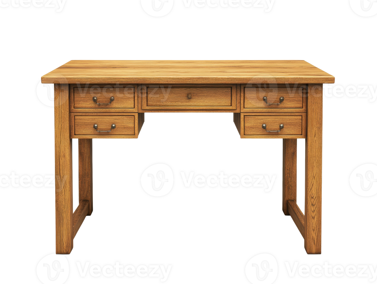 Wooden desk with drawers for any workspace png