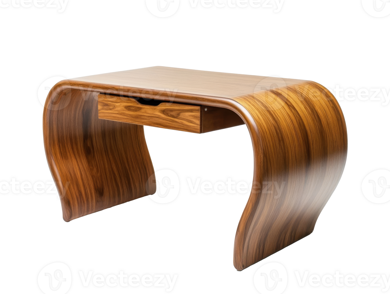 Unique wooden desk with modern design and drawer png