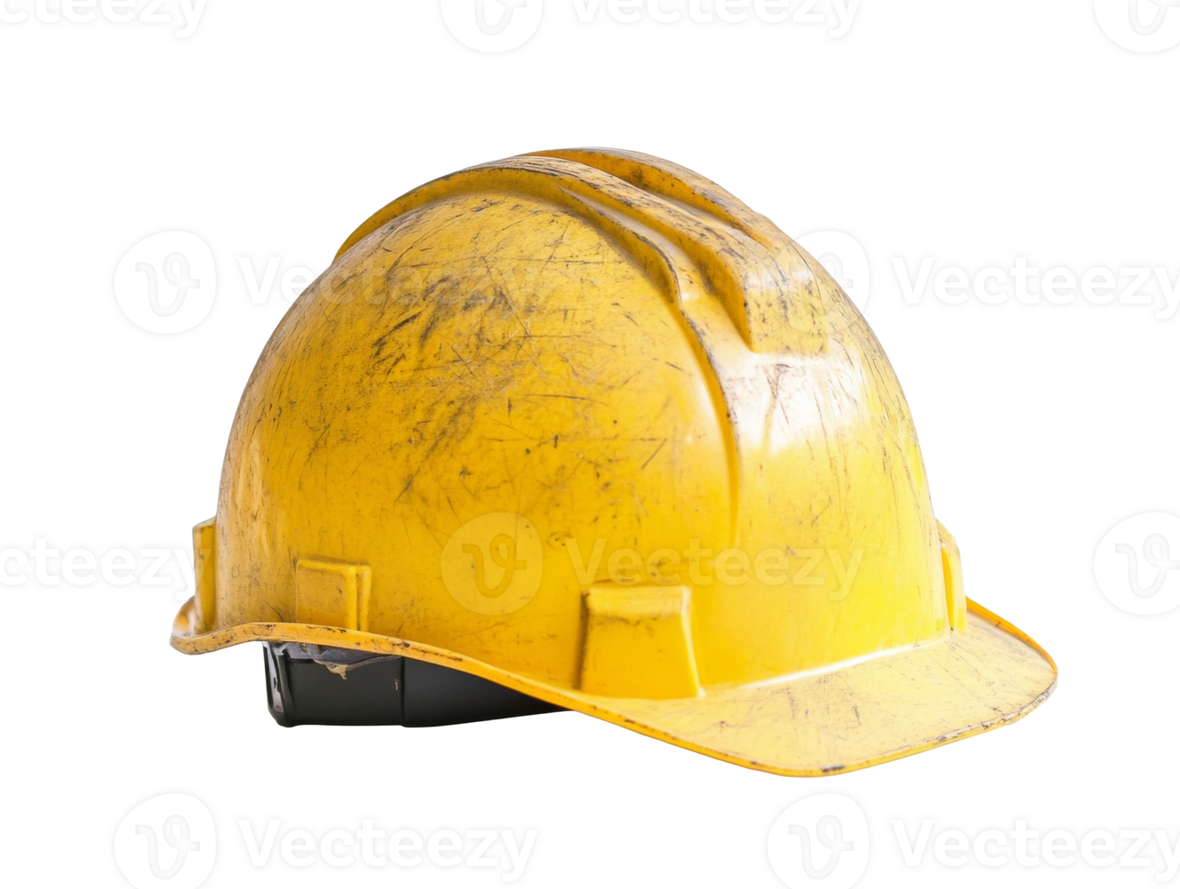 Worn yellow hard hat on a white background png