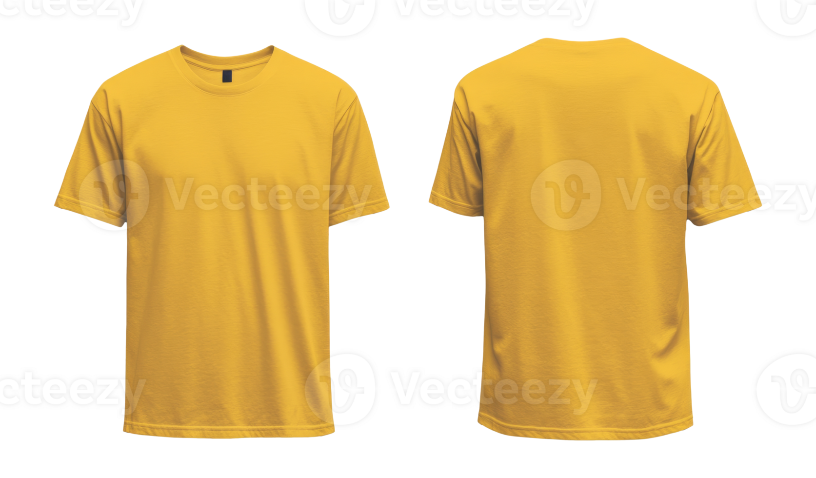 Yellow t shirt shown from various angles png
