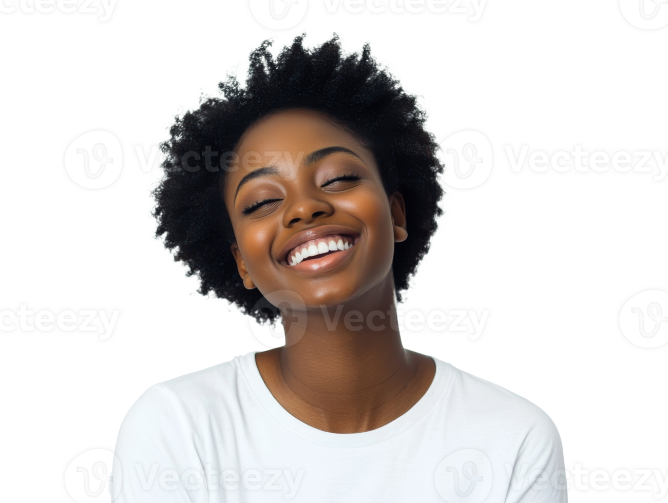 souriant femme avec Naturel cheveux exprime joie png