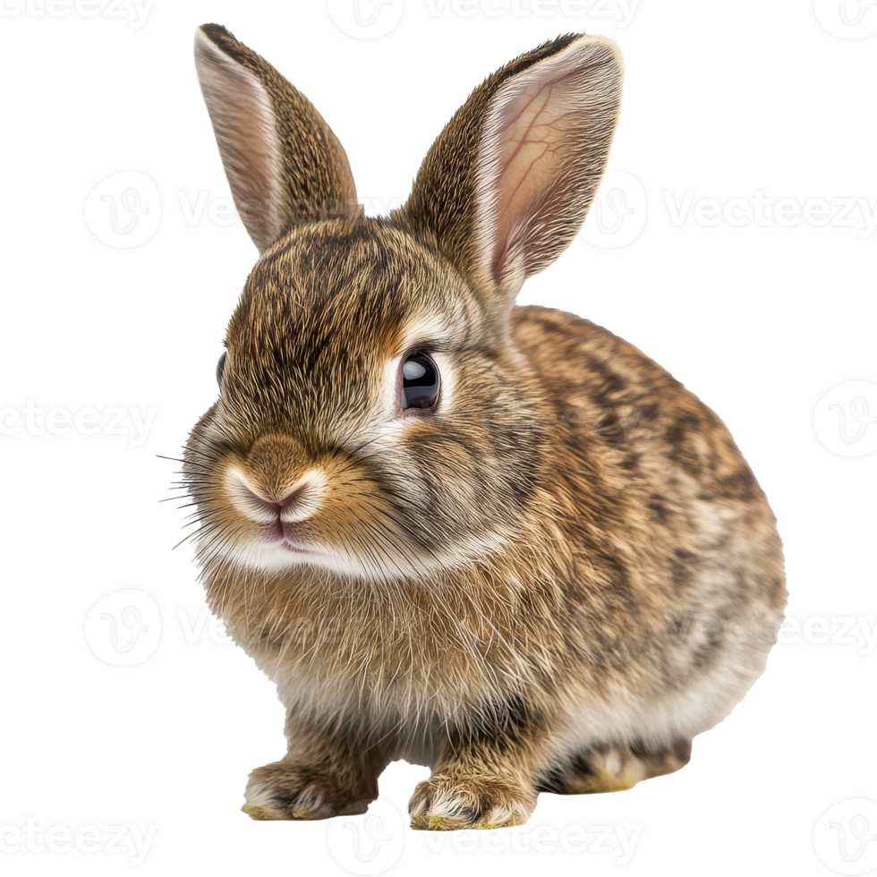 Calm brown bunny on white background png