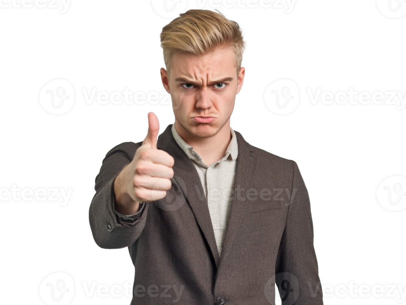 Confident man giving a thumbs up gesture indoors png