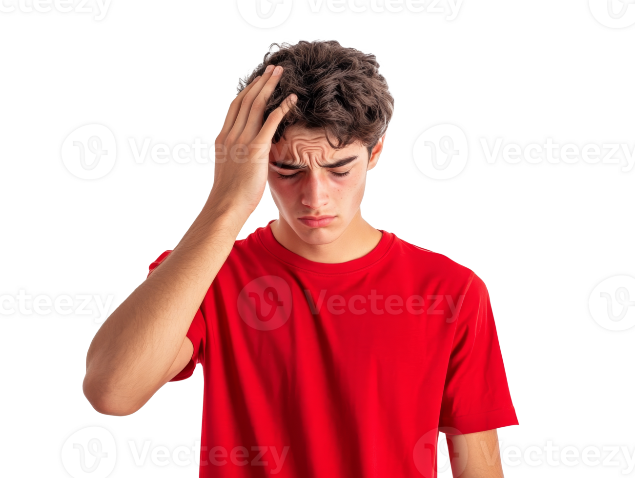 Young man showing signs of discomfort and distress png