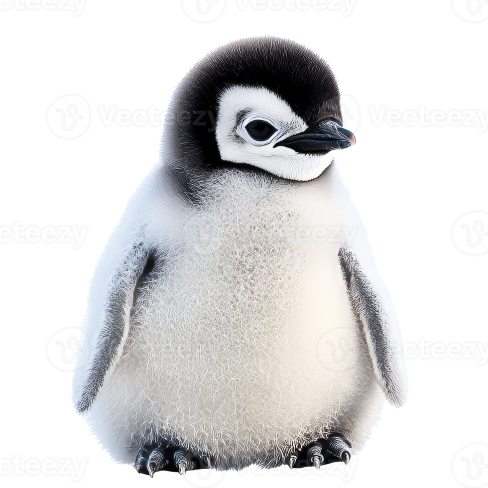 Cute baby penguin stands against white background png