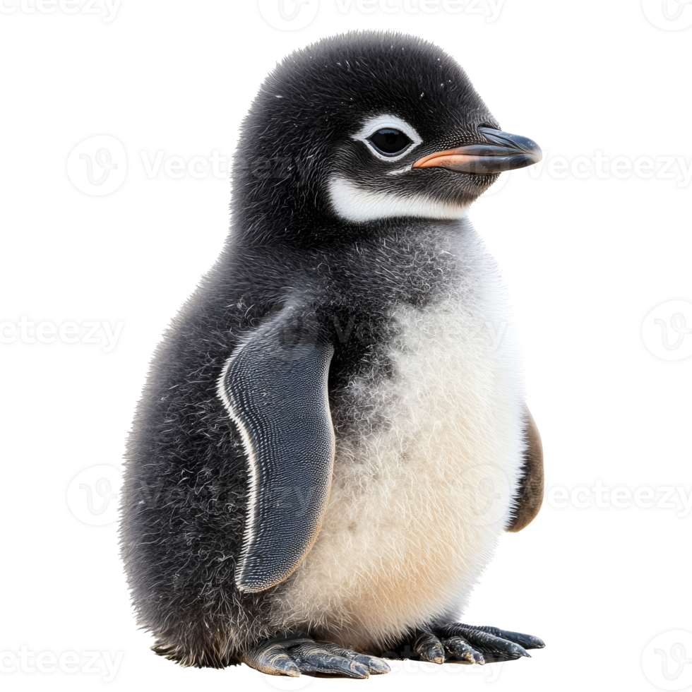 Cute penguin chick standing on a white background png