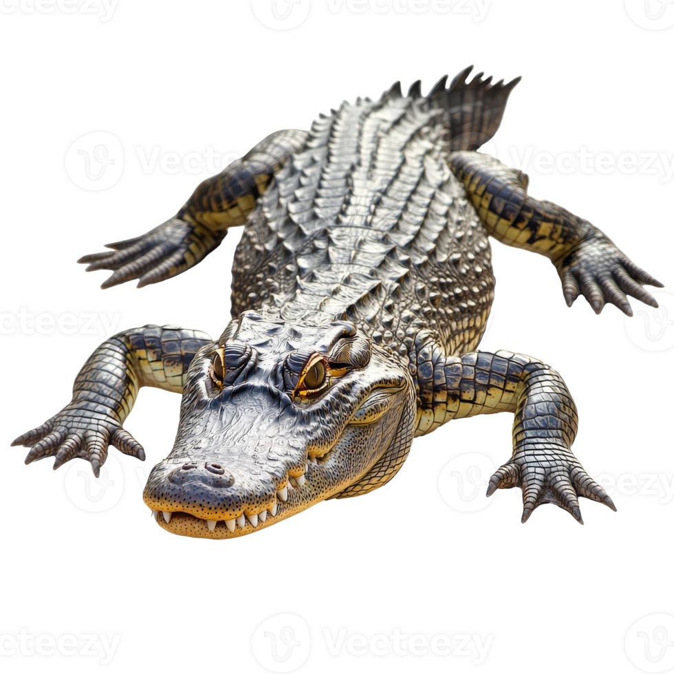 Detailed depiction of a crocodile in natural pose png
