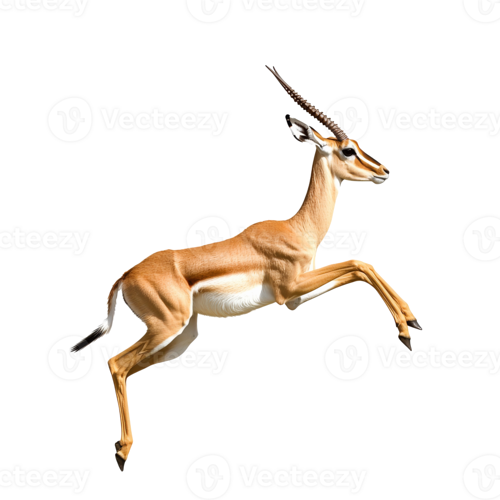 Gazelle leaps elegantly in the desert png