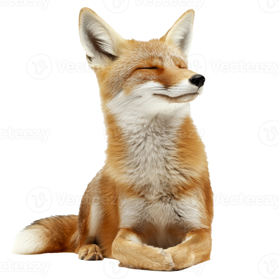 Cute fox sitting calmly in a cheerful pose png