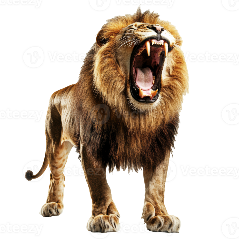 Majestic lion roaring in a powerful display png