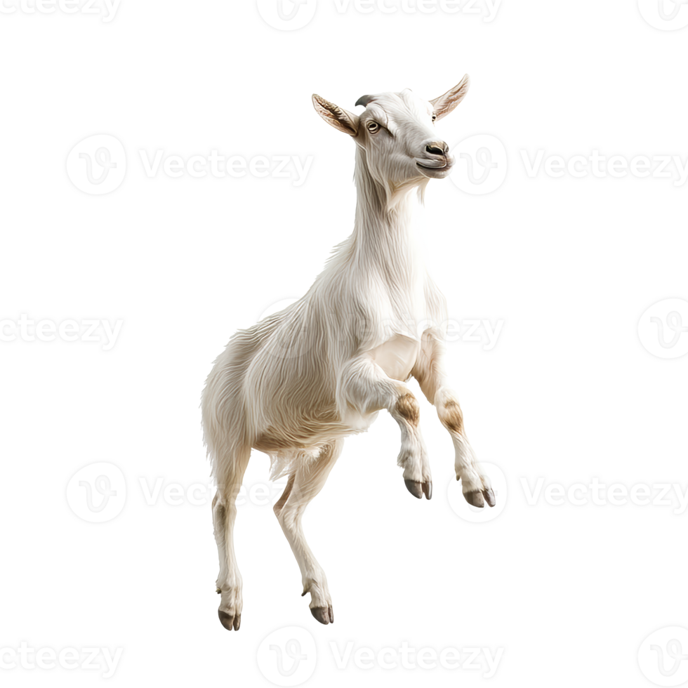 White goat jumping in bright surroundings png
