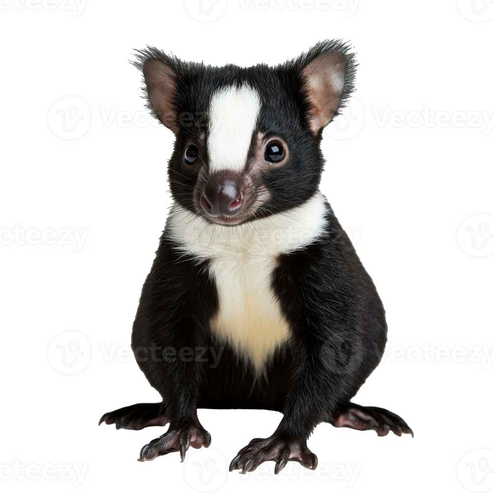 Unique marsupial with striking black and white fur png