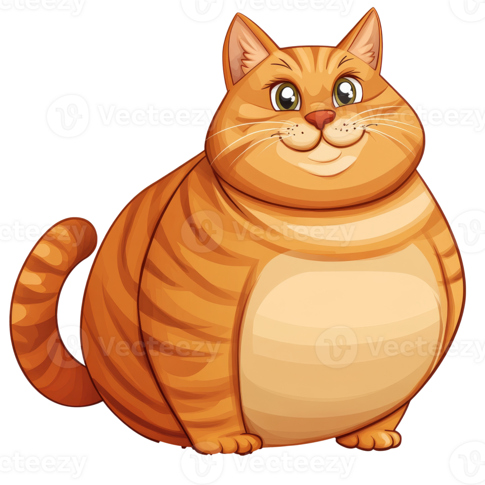 Chubby orange cat with big eyes png