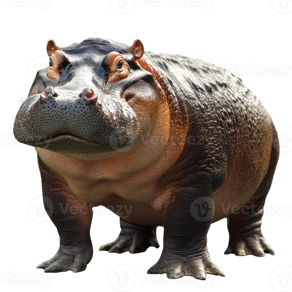 Hippo standing on ground under natural light png