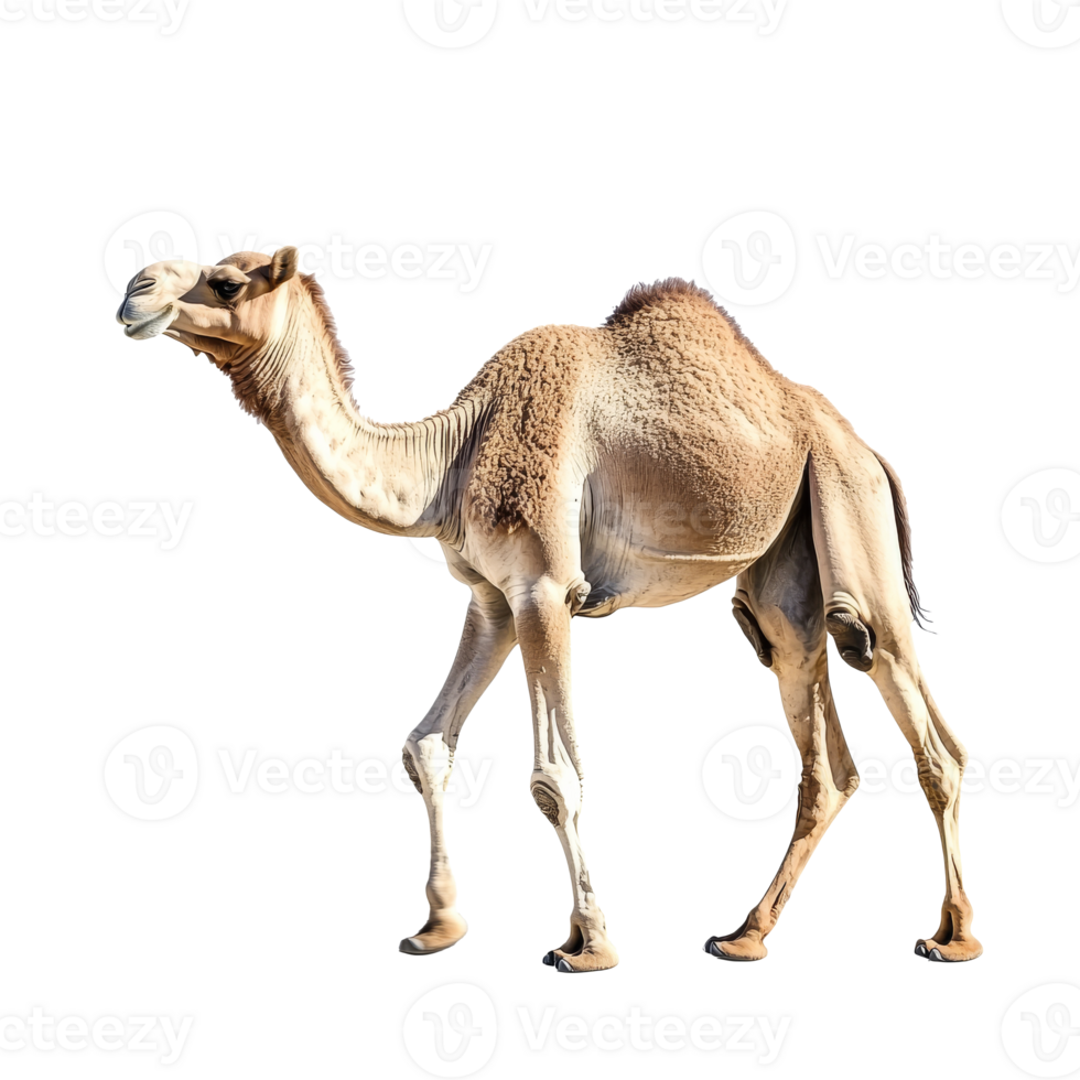Camel walking on a bright background in daylight png