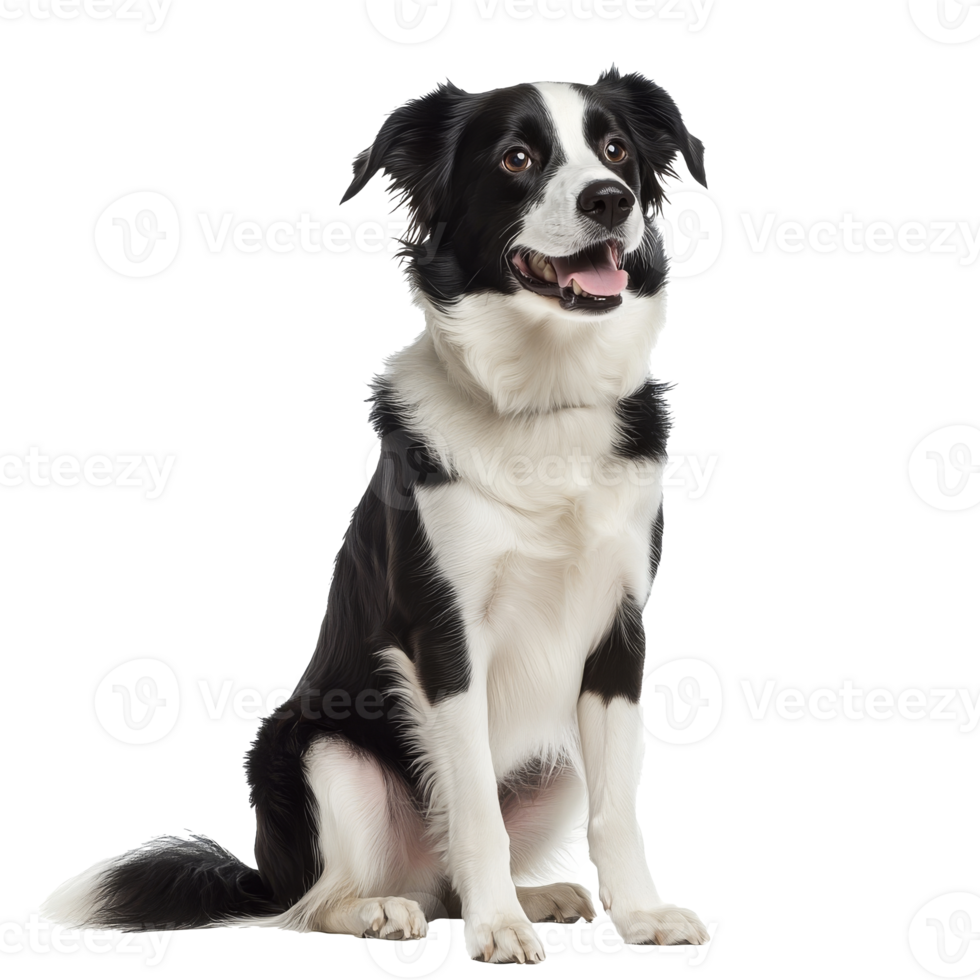 Happy border collie sitting indoors png