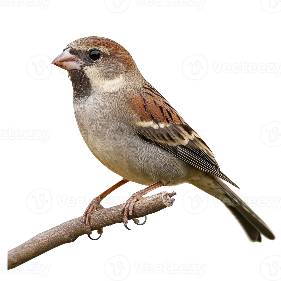 Sparrow perched on a branch in natural light png