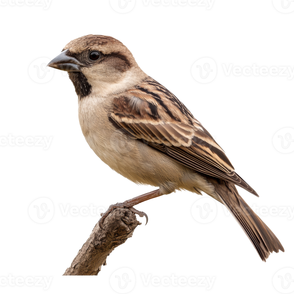 Sparrow perched on a branch in natural light png