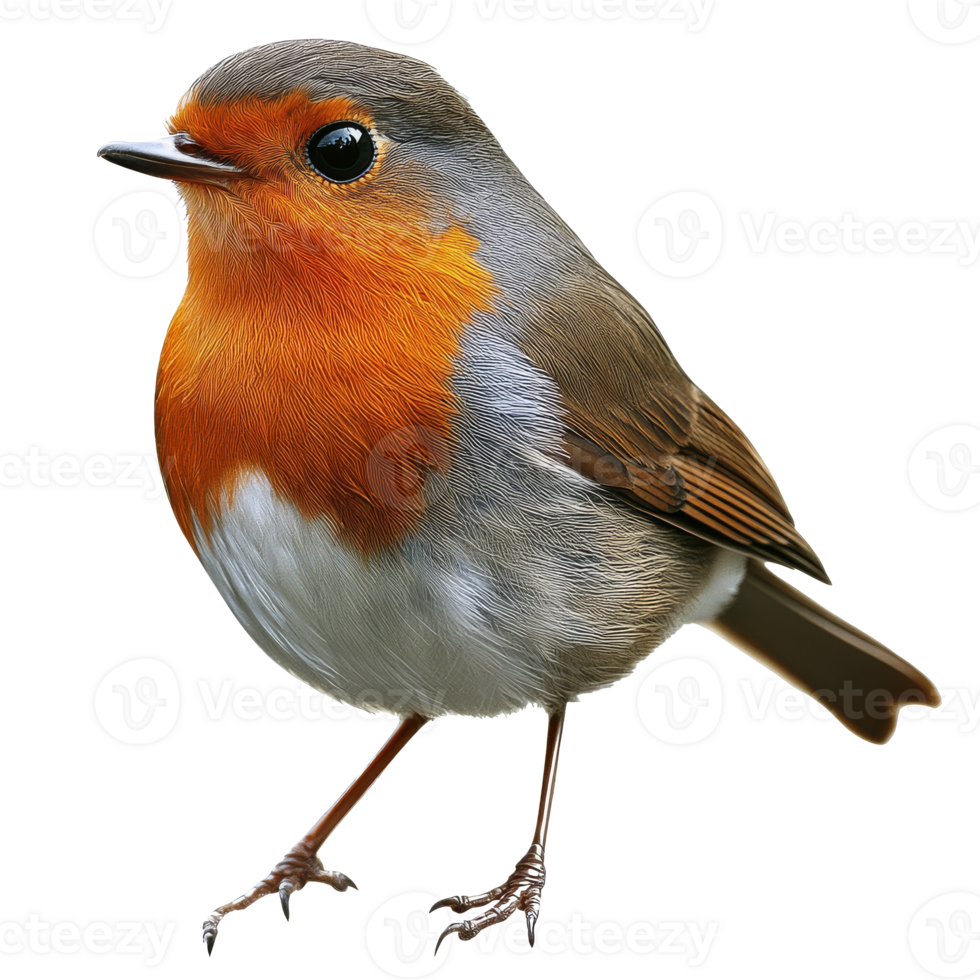 Small bird with vibrant orange chest in nature png