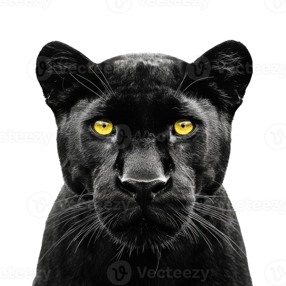 Majestic black panther displaying intense gaze png