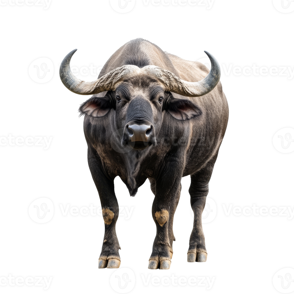 Buffalo standing confidently in a natural setting png